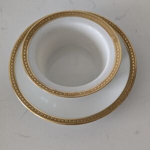 Limoges France William Guérin Circa 1900–1932 Ramekins & Saucer Set Gold Rim